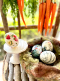 Decoupage Eggs in Wool Basket