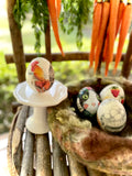 Decoupage Eggs in Wool Basket