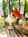 Decoupage Eggs in Wool Basket