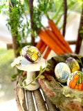 Decoupage Eggs in Wool Basket