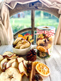 Mason Jar Lantern Autumn Themed with Handmade Dried Fruit, Acorns and Pine Cones