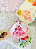 Powder Puff Quilted Hearts and Pink Pom Poms
