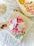 Powder Puff Quilted Hearts and Pink Pom Poms