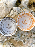 Stoneware Bowl with Embossed Anchor Pattern Dotted Exterior Finish
