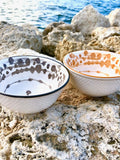 Stoneware Bowl with Embossed Anchor Pattern Dotted Exterior Finish
