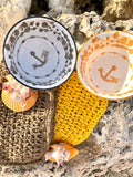 Stoneware Bowl with Embossed Anchor Pattern Dotted Exterior Finish