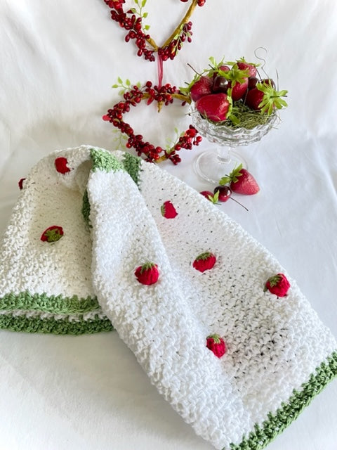 Recipe Towel, Bar Towels, Embroidered Kitchen Towel, Strawberry
