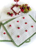 Garden Strawberry Crochet Kitchen Towel