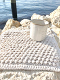 Crochet Hand Towel Sand Dune White