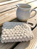 Crochet Hand Towel Sand Dune White