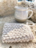 Crochet Hand Towel Sand Dune White