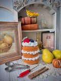 Crochet Layer Cake Vanilla Buttercream Fruit Topping