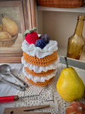 Crochet Layer Cake Vanilla Buttercream Fruit Topping