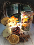 Mason Jar Lantern Autumn Themed with Handmade Dried Fruit, Acorns and Pine Cones
