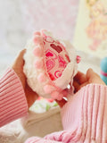 Powder Puff Quilted Hearts and Pink Pom Poms