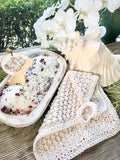 Crochet Hand Towel Sand Dune White