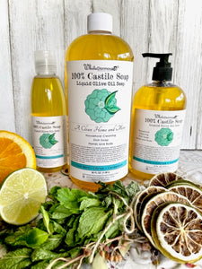 100% Castile Soap Liquid Olive Oil Soap Crisp Mint Citrus Cardamom