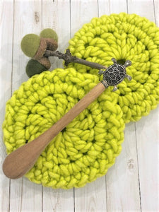 Crochet Lime Green Kitchen Scrubber Handmade Dish Scrubbies Set of Two