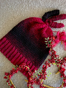 Cranberry Black Crochet Floppy Hat