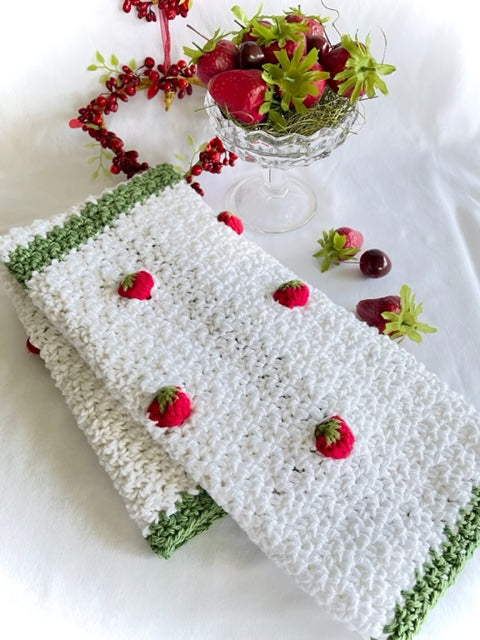 WHITE Yarn Crochet Top MAY ALL WEEDS BE WILDFLOWERS Print Cotton Kitchen  Towel