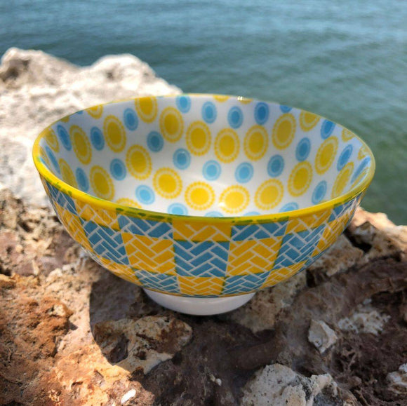 Yellow and Blue Porcelain Bowl