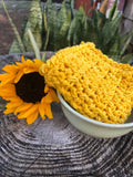 Handmade Crocheted Washcloths Sunflower Yellow & Espresso Brown