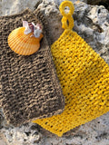 Handmade Crocheted Washcloths Sunflower Yellow & Espresso Brown